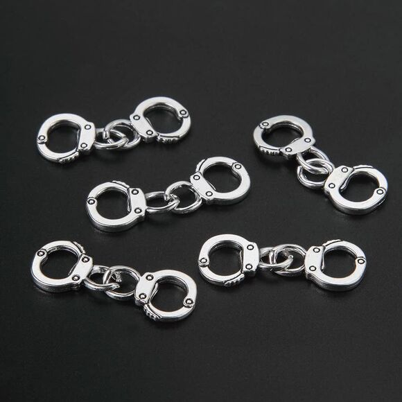 Jkjf 20 Pairs Metal Handcuff Charms Mini Simulation Handcuffs Policeman Police - Picture 5 of 8